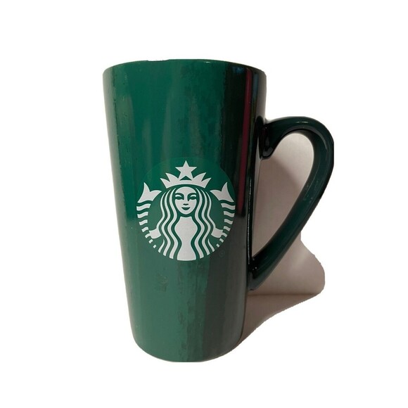 Starbucks Brand New NWOT Classic Green Traveler Tall Ceramic Coffee Mug 16oz - Picture 1 of 5
